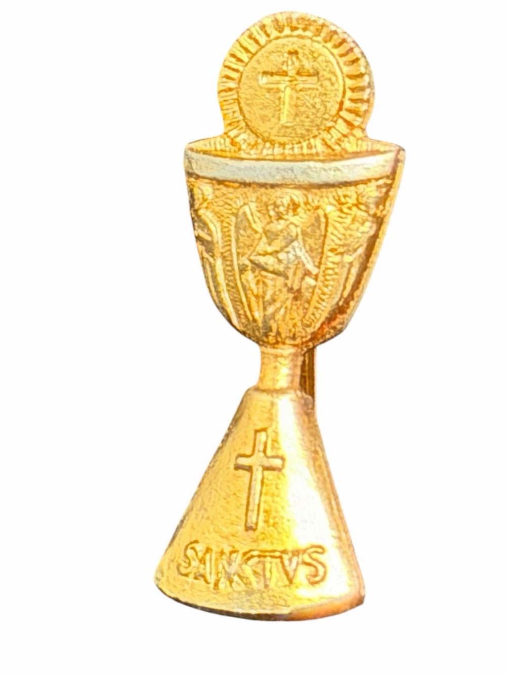 Vintage Gold Tone Religious Chalice Brooch Italy 1” Catholic Pin